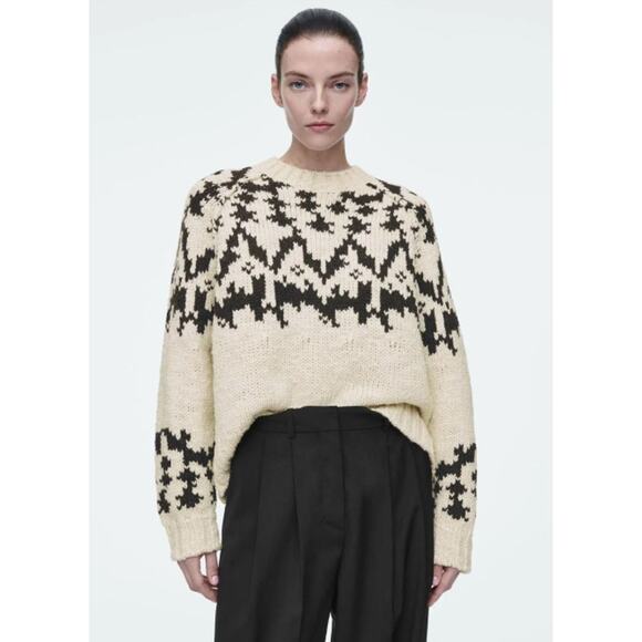 COS Sweaters - COS Fair Isle Wool Blend Crew Neck Sweater Chunky Knit Oversized Preppy Classic